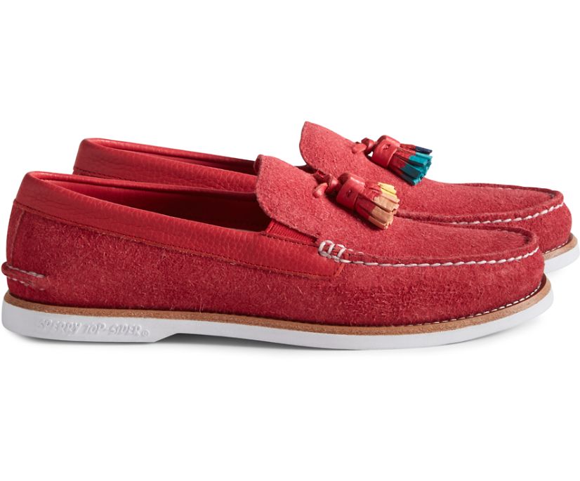 Sperry Cloud Authentic Original Suede Tassel Loafers - Men's Loafers - Red [BV6381952] Sperry Irelan